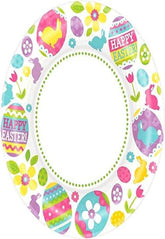 Egg-stra Pastel Easter Egg Hunt and Bunnies Round Plates Party Tableware, Paper, 6", Pack of 40